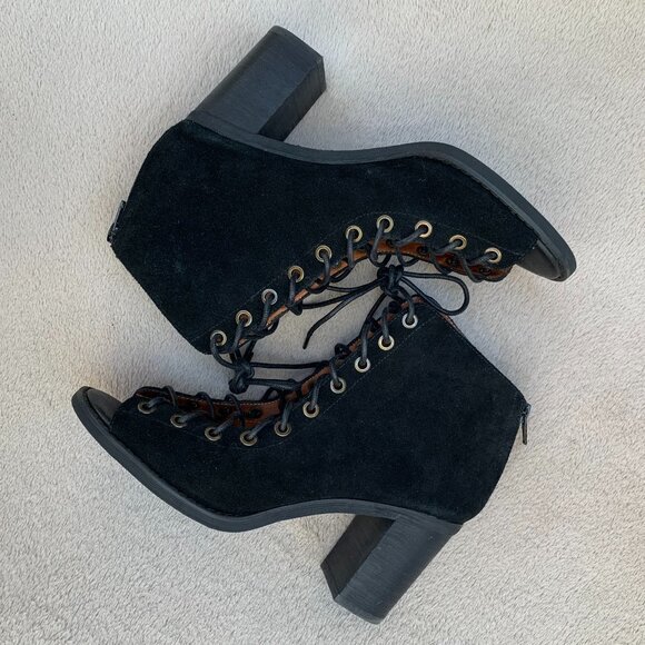 Jeffrey Campbell Cors Black Suede Ankle Booties Sz8 - Picture 11 of 15